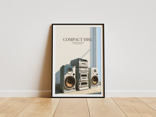 Compact Disc | Minimalist Vintage Poster | Aesthetic Room Decor | Matte Premium Print